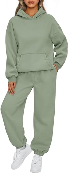 Photo 1 of (XL) AUTOMET Womens 2 Piece Outfits Lounge Hoodie Sweatsuit Sets Oversized Sweatshirt Baggy Fall Fashion Sweatpants with Pockets
