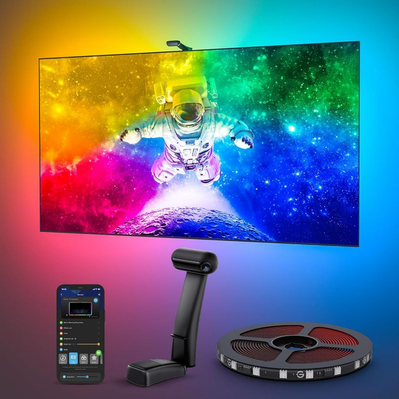 Photo 1 of Govee Envisual TV LED Backlight T2 with Dual Cameras, 21ft RGBIC Wi-Fi LED Strip Lights for 98-100 inch TVs, Double Strip Light Beads, Adapts to Ultra-Thin TVs, Smart App Control, Music Sync, H605C
