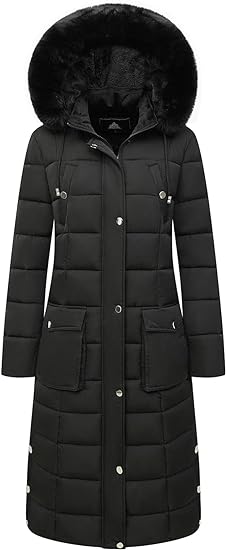 Photo 2 of MOERDENG Women's Water Resistant Long Winter Coat Thickened Down Alternative Jacket Warm Puffer Jacket Parka
