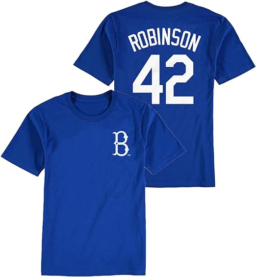 Photo 1 of (Size S -8 )Outerstuff Jackie Robinson Brooklyn Dodgers #42 Juniors Boys Size 4-18 Player Name & Number T-Shirt
