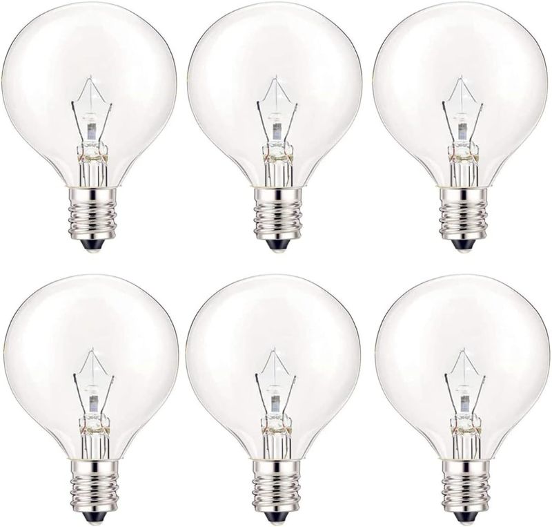 Photo 1 of 25 Watt Wax Warmer Bulbs, Light Bulbs for Full Size Scentsy Warmer, 6 Packs E12 Base Type G Bulb, Dimmable, Warm White, 120V G16 1/2 Bulbs for Candle Lamp
