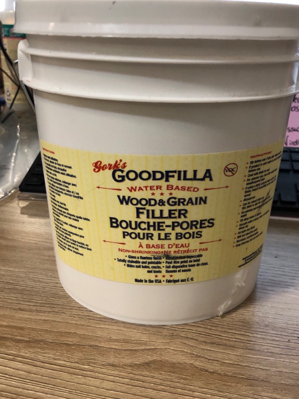 Photo 1 of Water-Based Wood & Grain Filler (Trowel Ready) - Maple/Birch/Pine - 1 Gallon By Goodfilla | Replace Every Filler & Putty | Repairs, Finishes & Patches | Paintable, Stainable, Sandable & Quick Drying
