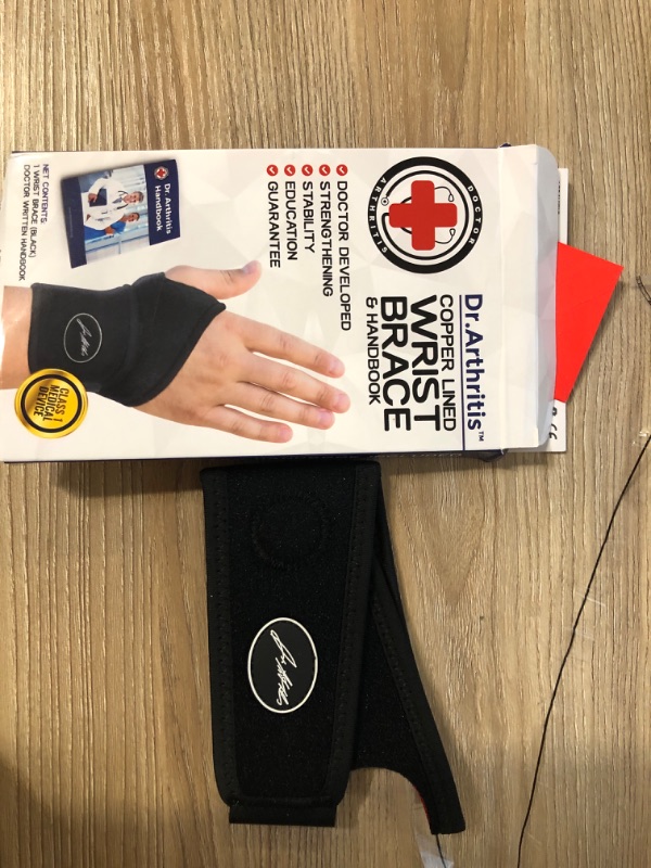 Photo 2 of Dr. Arthritis Doctor Developed Copper Wrist Brace/Wrap for Carpal Tunnel Support, Splint Brace -F.D.A. Medical Device & Doctor Handbook-Night Support for Women Men-Right & Left hands (Single)
