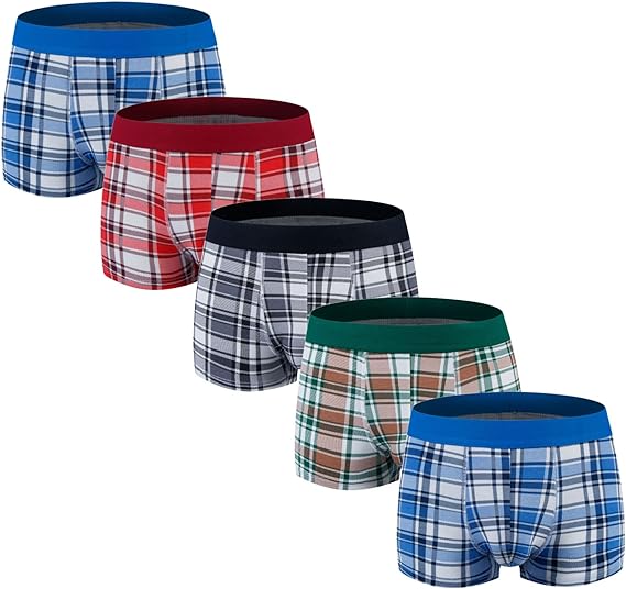 Photo 1 of (M) Aserlin Men's Underwear Boxer Briefs Cotton Huge Pouch Trunks Short Leg Underwear 5 Pack
