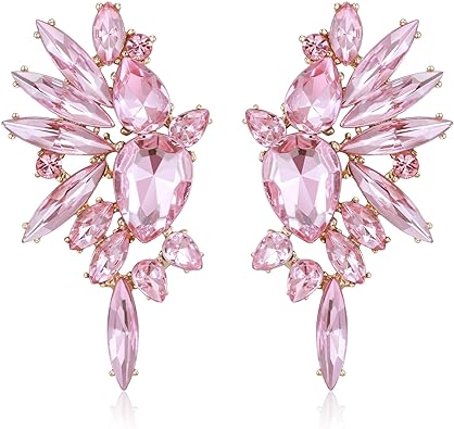 Photo 1 of EVER FAITH Vintage Rhinestone Statement Earrings, Fashion Bling Colorful Marquise Drop Crystal Cluster Dangle Pierced Earrings for Women Girls
