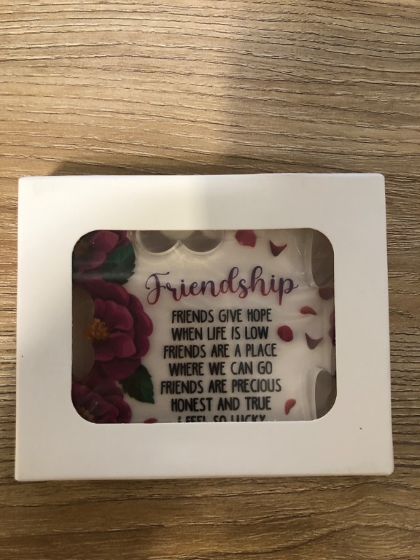 Photo 2 of Friendship Gifts for Women, Engraved Acrylic Block Heart Puzzle with Gift Box, BFF Gift for Her, Heartwarming Birthday Gift, 3.9 x 3.3 Inch Engraved Acrylic Keepsakes - PT10
