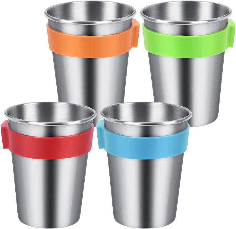 Photo 1 of Wownnic Magnetic Cups for Fridge- Magnetic Hanging Cups for Kids- Stainless Steel Cups with Magnetic Cup Holder- 12 Oz Kids Cups Hanging on Fridge or Water...
