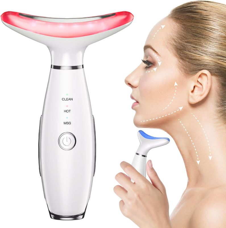 Photo 1 of Neck Face Beauty Device, Skin Care Face Massage,3 in 1 Facial Massager, Face Sculpting Tool with Thermals, Vibration (White)
