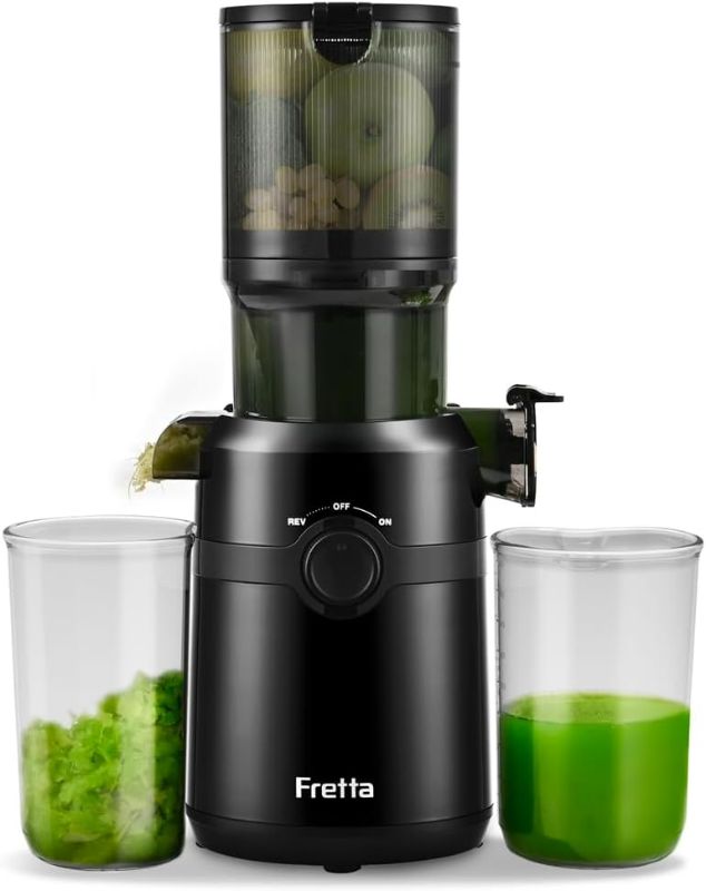 Photo 1 of Cold Press Juicer Machines,Fretta Slow Masticating Juicer Machines with 4.25" Large Feed Chute,Fit Whole Fruits & Vegetables Easy Clean Self Feeding,High Juice Yield,BPA Free (Black)
