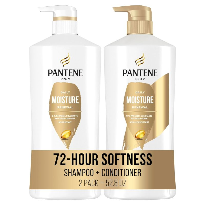 Photo 1 of Pantene Shampoo, Conditioner and Hair Treatment Set, Daily Moisture Renewal for Dry Hair, Safe for Color-Treated Hair
