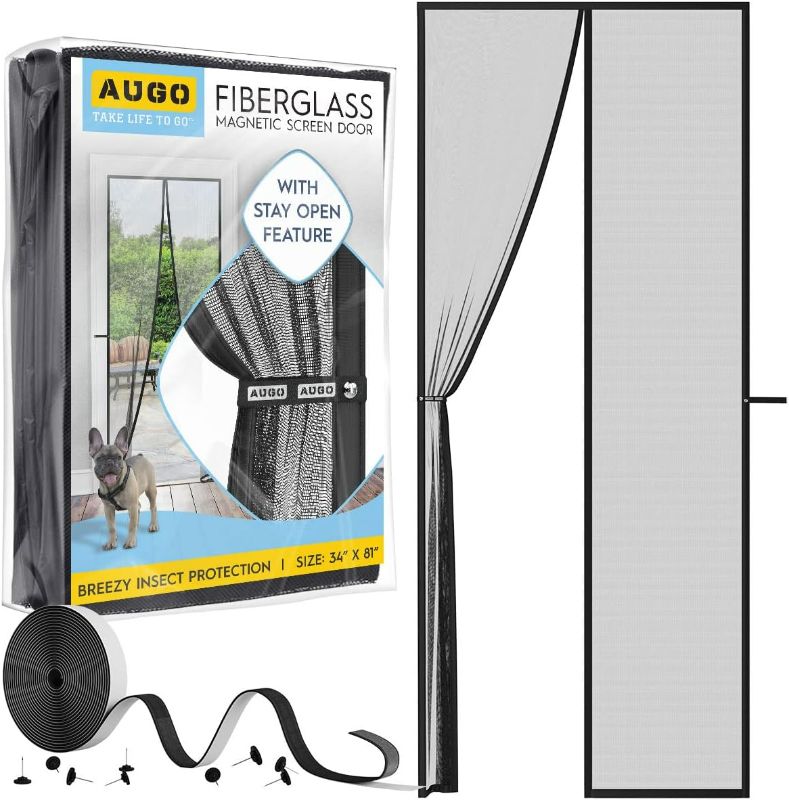 Photo 1 of AUGO Magnetic Fiberglass Screen Door - Self Sealing, Heavy Duty, Hands Free Mesh Partition Keeps Bugs Out - Door Screen Magnetic Closure - Patent Pending...

