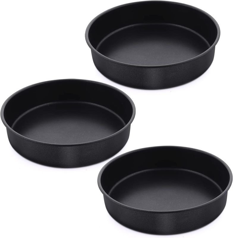 Photo 1 of P&P CHEF 8 Inch Round Cake Pan Set, 3 Piece Non-Stick Cake Baking Pans for Birthday Wedding Layer Cakes, Stainless Steel Core & One-piece Design,...
