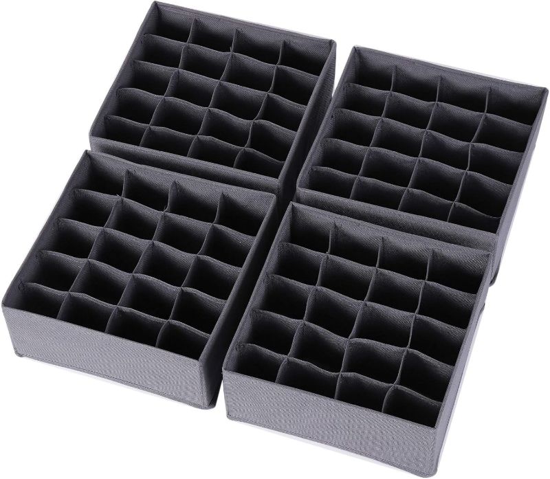 Photo 1 of DIOMMELL 4 Pack Foldable Cloth Storage Box Closet Dresser Drawer Organizer Fabric Baskets Bins Containers Divider for Clothes Underwear Socks Lingerie...
