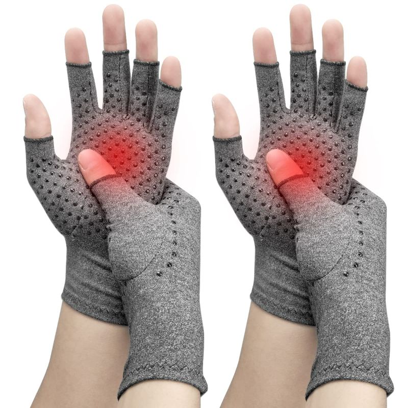 Photo 1 of DRNAIETY 2 Pairs Compression Gloves for Hand Arthritis, Rheumatoid, Osteoarthritis, Carpal Tunnel Pain for Women & Men, Anti-Slip Glue dot Gloves for Work
