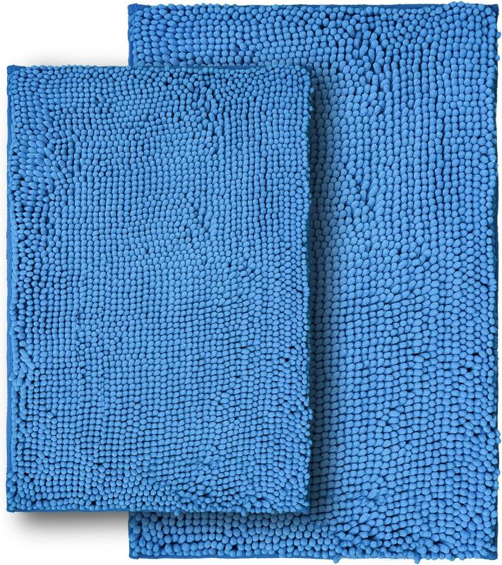 Photo 1 of wyewye Bathroom Rugs Sets 2 Piece, Ultra Soft Bath Mats, Super Absorbent and Thick, Non-Slip, Machine Washable, Bath Mats for Bathroom Floor, Tub and Shower?Calm Blue.
