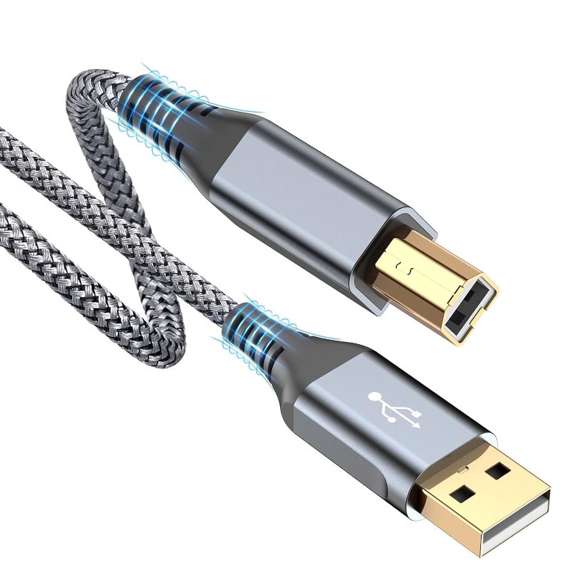 Photo 1 of Printer Cable 10ft, USB 2.0 USB-A to USB-B Midi Cable High Speed Nylon Braided Cord for HP Canon Brother Dell Epson More Printers, Digital Piano, Midi Keyboard DJ Controller, USB Microphone, Mixer