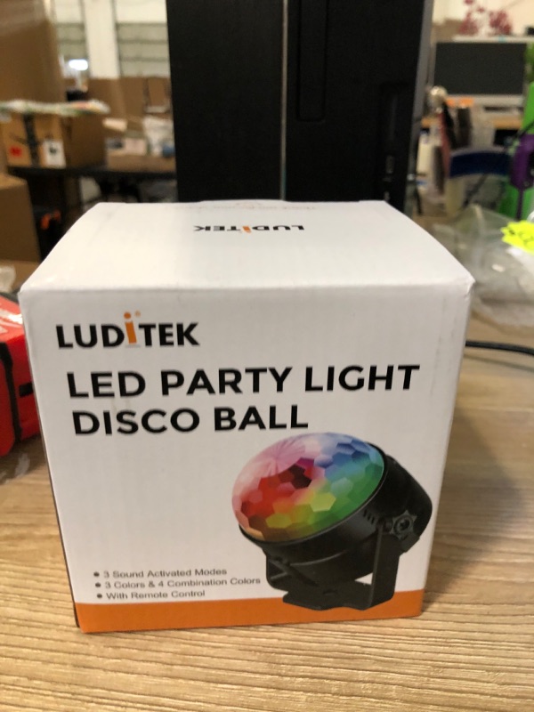Photo 2 of Luditek Sound Activated Party Lights with Remote Control Dj Lighting, Disco Ball Strobe Lamp 7 Modes Stage Light for Home Room Dance Parties Birthday Karaoke Halloween Christmas Decorations
