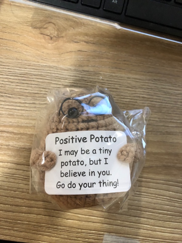 Photo 2 of Positive Crochet Potato Funny Gifts with Encouragement Card for Cheer Up, Birthday Gifts for Friends Women, Graduation Gifts
