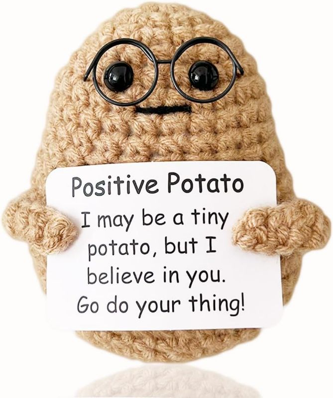 Photo 1 of Positive Crochet Potato Funny Gifts with Encouragement Card for Cheer Up, Birthday Gifts for Friends Women, Graduation Gifts
