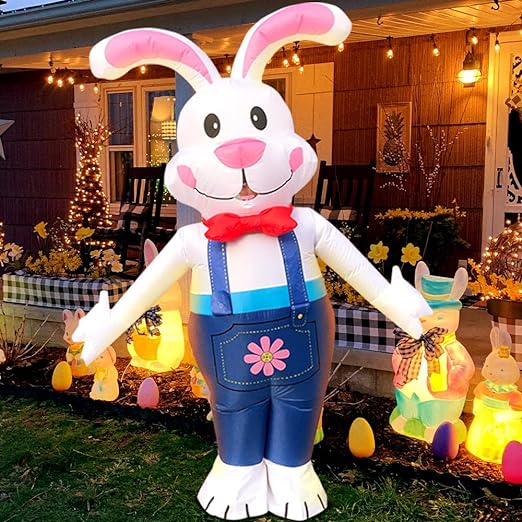 Photo 1 of Inflatable Easter Bunny Costume Adult Blow Up Bunny Rabbit Inflatable Easter Costume For Men Women Jumpsuit Cosplay Party Costume

