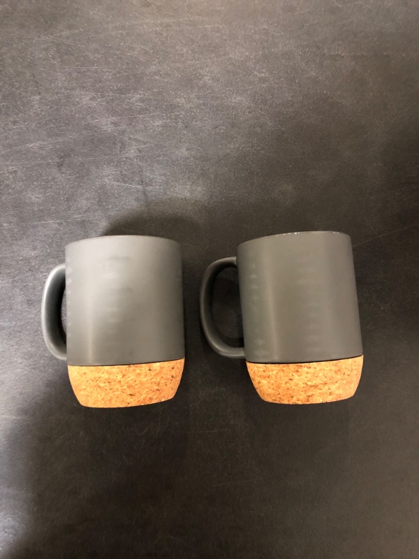 Photo 2 of DOWAN Coffee Mugs, 15 oz Mug Set of 2 for Wedding Gifts, Large Ceramic Coffee Mug with Cork Bottom and Spill Proof Lid for Men Women, Big Mug for Coffee...
