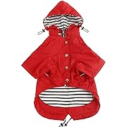 Photo 1 of Morezi Dog Zip Up Dog Raincoat with Reflective, Rain/Water Resistant, Adjustable Drawstring, Removable Hood, Dog Raincoats with Legs 8lbs to 80lbs Available - Red - M
