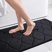 Photo 1 of Colorxy Memory Foam Bathroom Rugs, Ultra Soft & Non-Slip Bath Mat, Water Absorbent and Machine Washable Bath Carpet Rug for Shower Bathroom Floor Rugs, 24''x16'', Black
