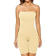 Photo 1 of (XL) Women's Shapewear Bodysuits Tummy Control Butt Lifter Body Shaper Strapless Seamless Mid Thigh Jumpsuit Tops
