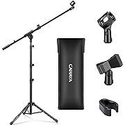 Photo 1 of CAHAYA Tripod Microphone Stand Boom Arm Floor Mic Stand with Carrying Bag and 2 Mic Clips for Singing Performance Wedding Stage and Mic Mount CY0239
