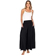 Photo 1 of (S) Back From Bali Womens Boho Wide Leg Palazzo Pants Smocked Waist Harem Lounge Loose Summer Beach Pants
