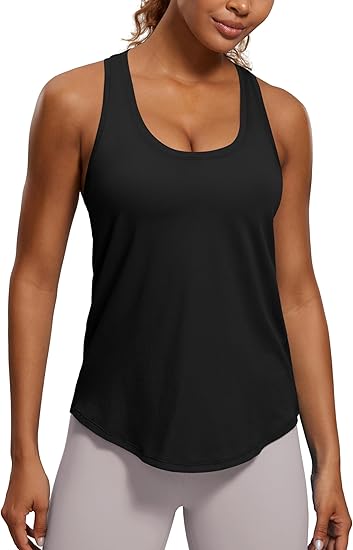 Photo 1 of Medium CRZ YOGA Womens Pima Cotton Racerback Workout Tank Tops Scoop Neck Loose Sleeveless Tops Athletic Gym Shirts