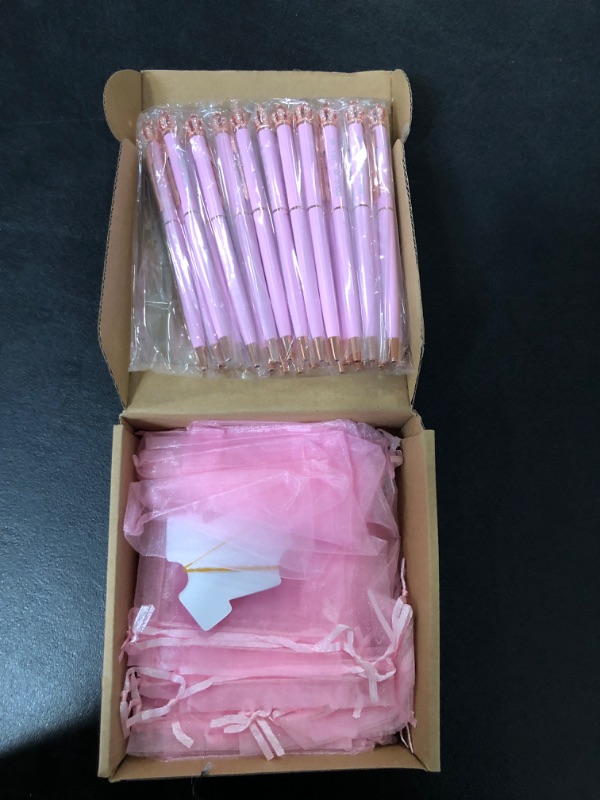 Photo 2 of 50 Sets Baby Shower Favors - Baby Girls Ballpoint Pens with Baby Shower Thank You Cards and Organza Bags for Guests - Baby Shower Gifts for Guests Prizes Baby Shower Games Favors (Pink, Girl)…

