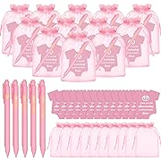 Photo 1 of 50 Sets Baby Shower Favors - Baby Girls Ballpoint Pens with Baby Shower Thank You Cards and Organza Bags for Guests - Baby Shower Gifts for Guests Prizes Baby Shower Games Favors (Pink, Girl)…
