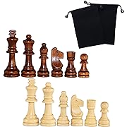 Photo 1 of Wooden Chess Pieces, Tournament Staunton Wood Chessmen Pieces Only, 3 Inch King Figures Chess Game Pawns Figurine Pieces, Replacement of Missing Piece, Includes Storage Bag

