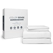 Photo 1 of Color Sense Twin White, 100% Cotton Sheet Set, 300 Thread Count, Wrinkle-Resistant, Ultra Soft & Silky Sateen Hotel Quality Bed Sheets with Elasticized Deep Pocket, 3 Piece Cotton Bedding Set
