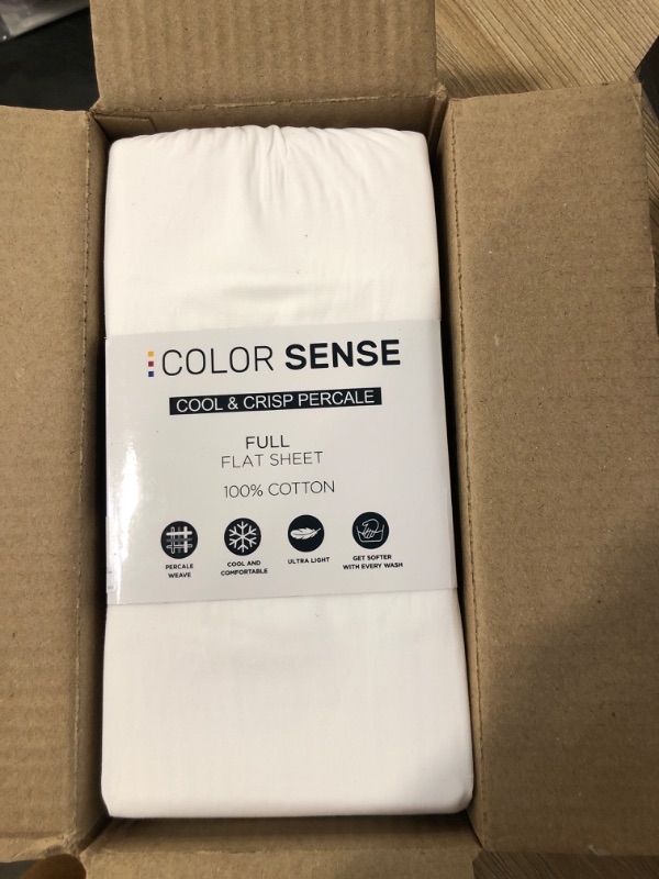 Photo 2 of Color Sense Twin White, 100% Cotton Sheet Set, 300 Thread Count, Wrinkle-Resistant, Ultra Soft & Silky Sateen Hotel Quality Bed Sheets with Elasticized Deep Pocket, 3 Piece Cotton Bedding Set
