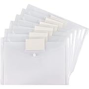 Photo 1 of 6 Pack Clear Document Folders Plastic Envelopes Poly Envelopes File Envelopes with Label Pocket and Snap Button for Home Work Office Organization, Letter Size/A4 Size, White
