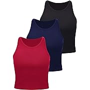 Photo 1 of Size M 3 Pieces Tops Racerback for Women  Tank Workout Tops Cotton Basic Sports Crop for Lady Girls
