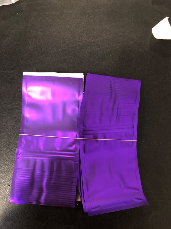 Photo 2 of 100 Pack Smell Proof Bags - 3 x 4 Inch Resealable Mylar Bags Foil Pouch Flat Bag with Front Window Purple
