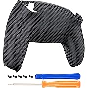 Photo 1 of eXtremeRate Graphite Carbon Fiber Patterned Soft Touch Custom Back Housing Bottom Shell Compatible with ps5 Controller, Soft Touch Replacement Back Shell Cover Compatible with ps5 Controller
