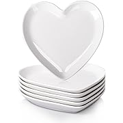 Photo 1 of DELLING Heart Shaped Dessert Salad Plates- 6 Pack, 7.3 Inch Ceramic White Dinner Plates, Heart Dishes for Dessert, Appetizer, Steak, Snacks, Microwave & Oven Safe, Thanksgiving & Christmas Day Gifts
