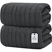 Photo 1 of DAN RIVER Bath Sheets Set of 2 – 550 GSM Ultra Super Soft & Highly Absorbent Sheets with Speed Breaker Design – 100% Cotton Large Bath Towels for Bathroom, Home, Hotel, Spa – 35”x70” in Gray
