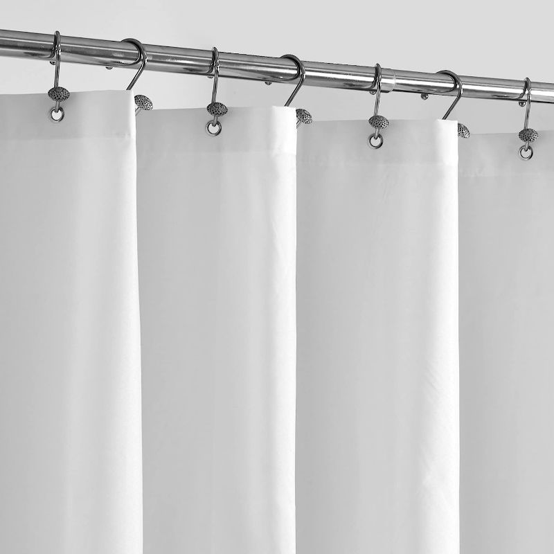 Photo 1 of ALYVIA SPRING Extra Long Fabric Shower Curtain Liner Waterproof - 72" x 84", Soft & Lightweight XL Shower Curtain with Magnets, Machine Washable - 72x84, White
