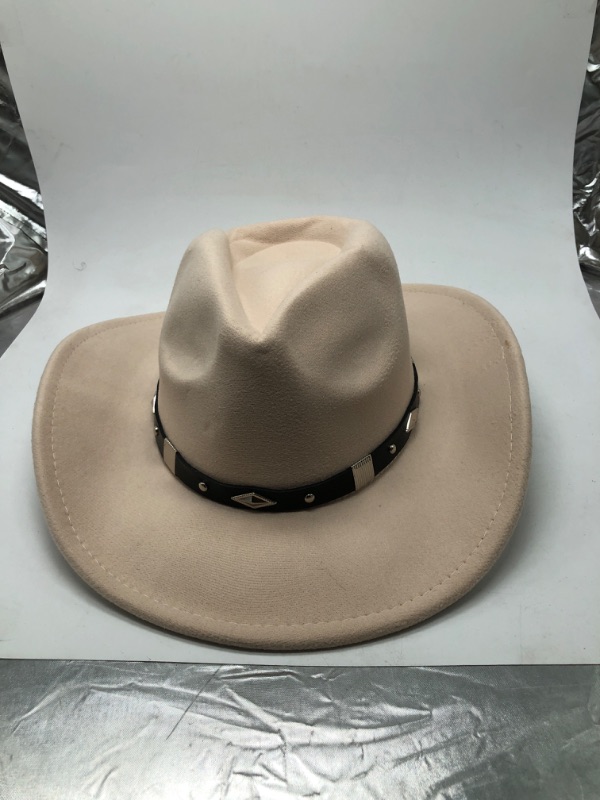 Photo 2 of Gossifan Women Men Western Cowboy Cowgirl Hat Fedora Hat with Belt
