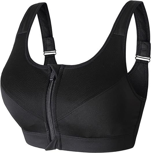 Photo 1 of (L) Women's High Support Push Up Zip Front Close Padded Sports Bra
