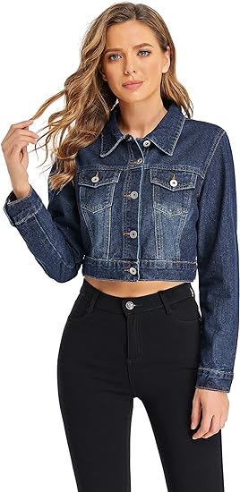 Photo 1 of (XL) Dilgul Women's Denim Jackets Long Sleeves Button Down Jean Jacket with Pockets
