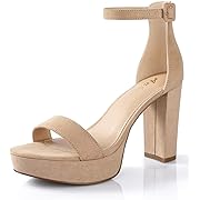 Photo 1 of Size 8 - Ankis Platform Heels 4 Inches Chunky heels Sandals for Women Comfy Open Toe Block Heeled Sandals Black Nude White Silver Gold Ankle Strappy Heels Black Chunky Platform Heels for Women Summer Dress Shoes
