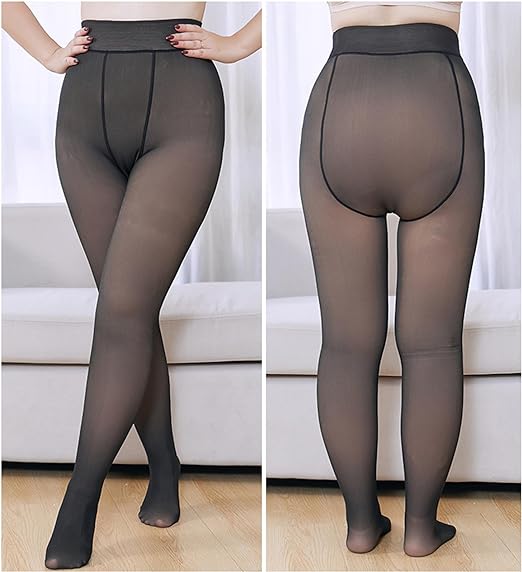 Photo 1 of Size S Fake Translucent Fleece Lined Pantyhose for Women Sheer Energy Control Top Tights Winter Warm Thicken Leggings
