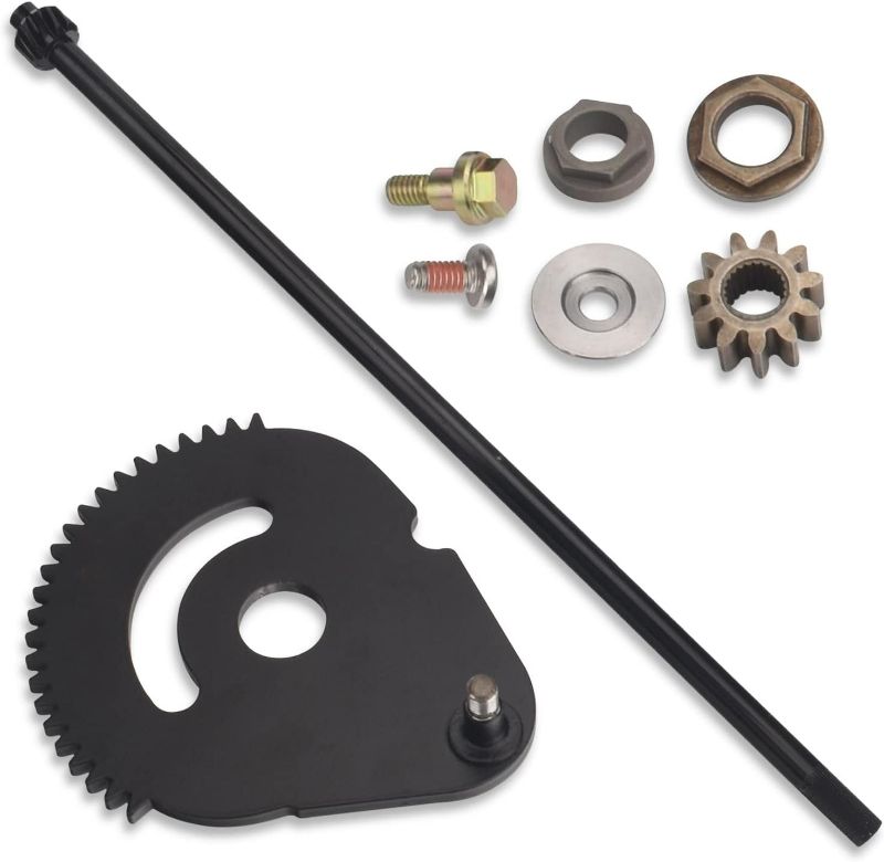 Photo 1 of 738-0919B Steering Shaft and 617-04094 Sector Gear Kit for MTD Troy Bilt 753-04517 738-0919 738-0919A, With 948-0389 710-1309 Steering Rod Cap, Screw and 941-0656A 741-0656A Pinion Gear & Bushing
