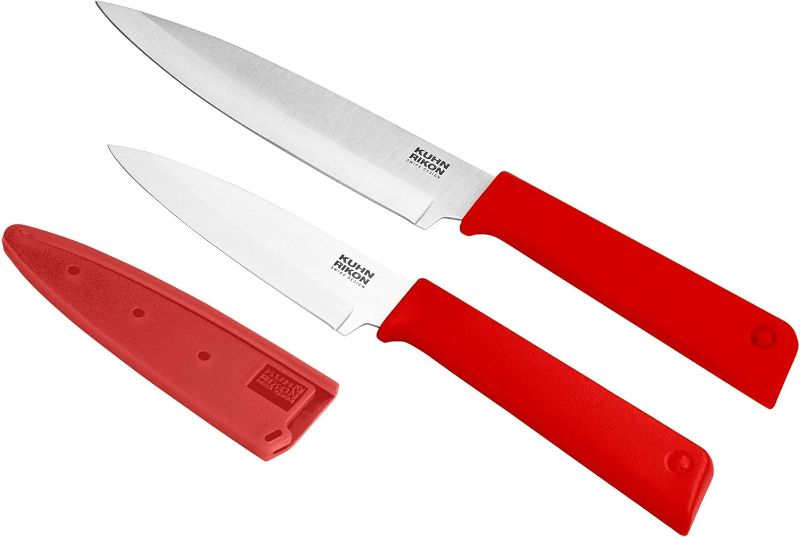 Photo 1 of Classic 2-Piece Paring Knife and Utility Knife Set with Safety Sheaths, Red